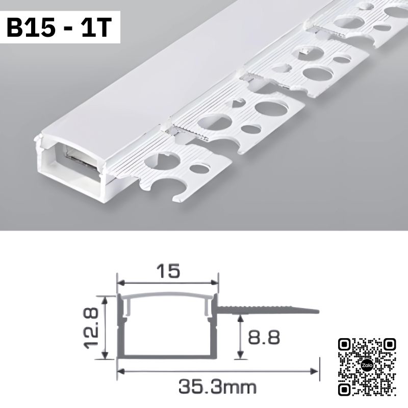 Thanh Nhôm Giấu Viền Uốn Cong Dài 1m5 | B15-1T